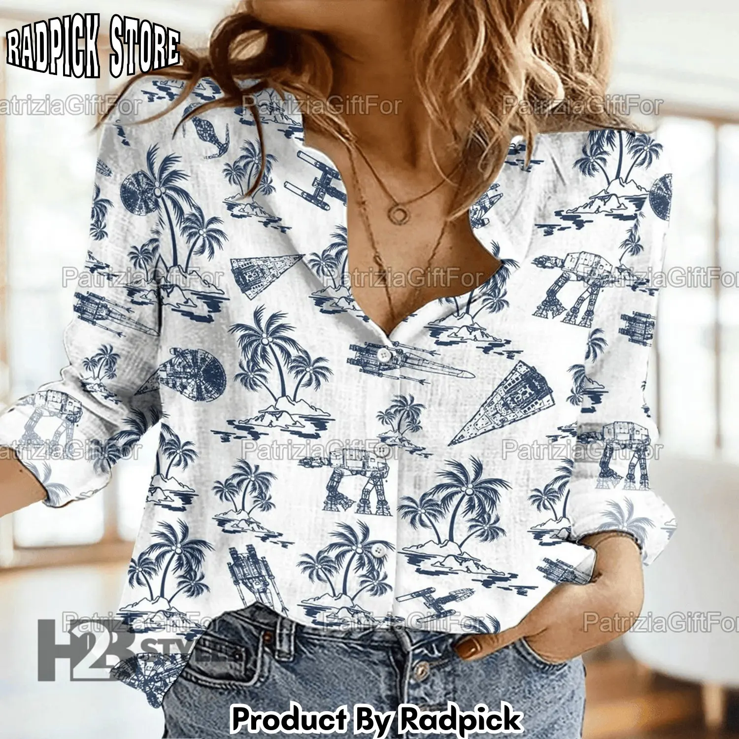 Radpick summer aloha star wars movie tropical baby yoda darth vader mandalorian pattern linen casual shirt rp662118